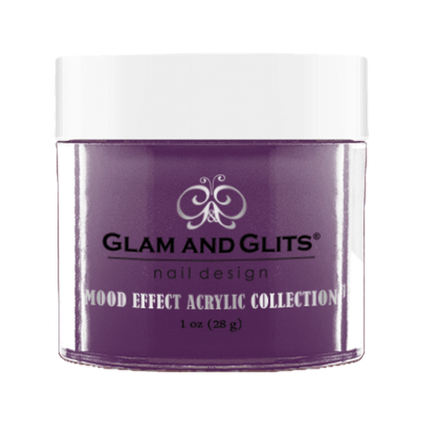 Glam and Glits Drama Queen mood effect dipping powder in vibrant purple with shimmer and sparkle for nail art.