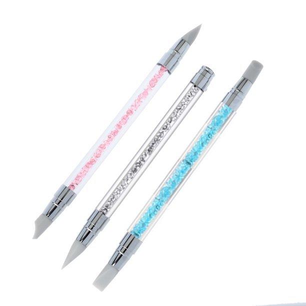 Cre8tion Nail Art Tool Set of 3. Silicone Tips - Rhinestones Handle #12129 - Universal Nail Supplies