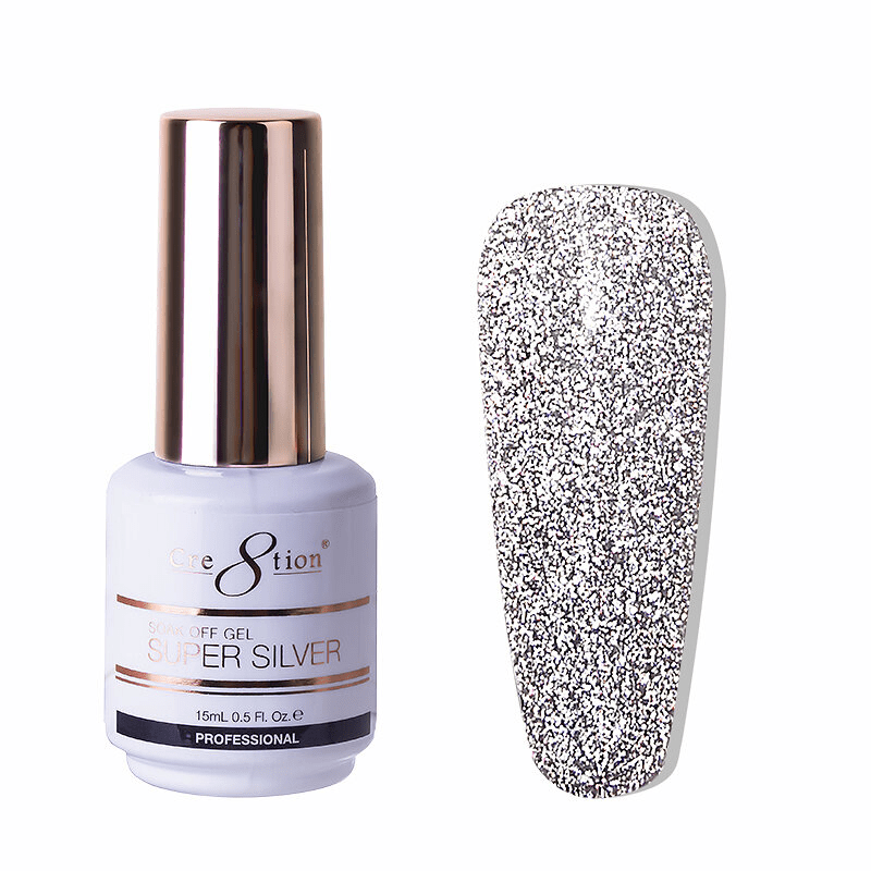 Cre8tion Cre8tion Super Bright Silver Gel 0.5oz - Universal Nail Supplies