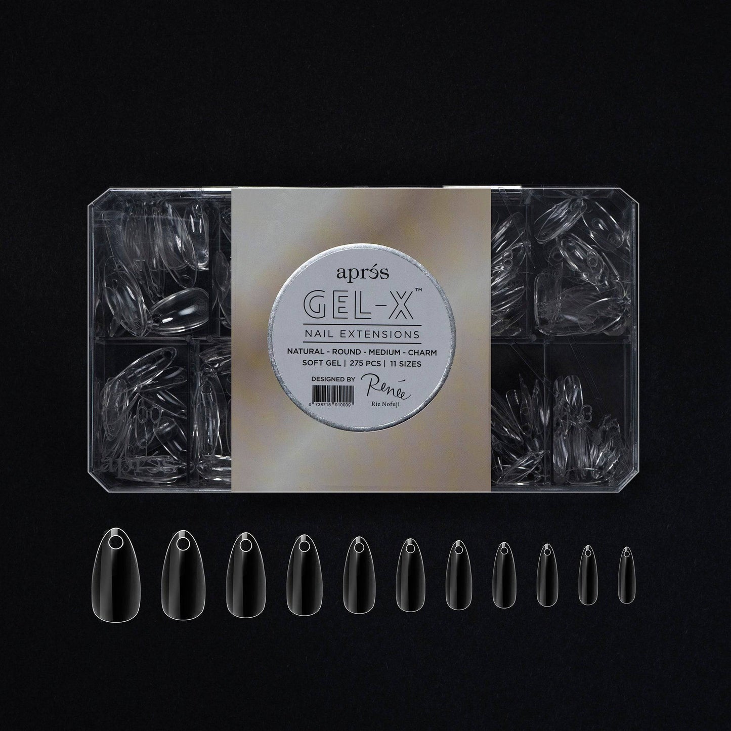Aprés Nail Gel-X - Rie Nofuji Natural Round Medium - Charm Box of Tips (275 pcs) - Universal Nail Supplies