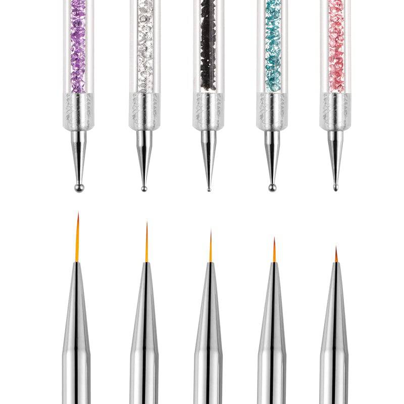 10Pcs/Set Nail Art Acrylic Brushes Transparent UV Gel Crystal Handle Lines Liner DIY Painting Drawing Flower Pen Manicure Tool - Universal Nail Supplies