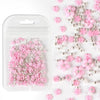 Pink Acrylic Flower Nail Art Charm Decoration Steel Ball For Manicure Design