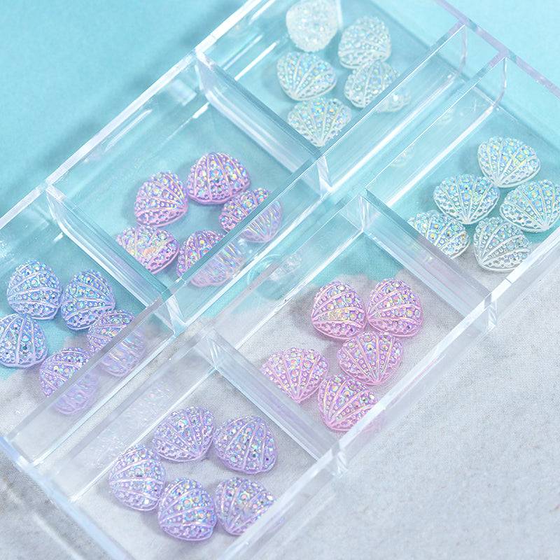 30 Clear Crystal Resin Shells Nail Art Charm Accessories 3D Flat Bottom Rhinestone by Universal Nail Supplies