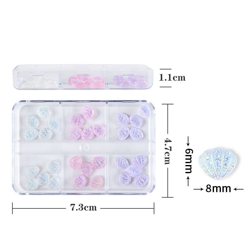 30 Clear Crystal Resin Shells Nail Art Charm Accessories 3D Flat Bottom Rhinestone - Universal Nail Supplies