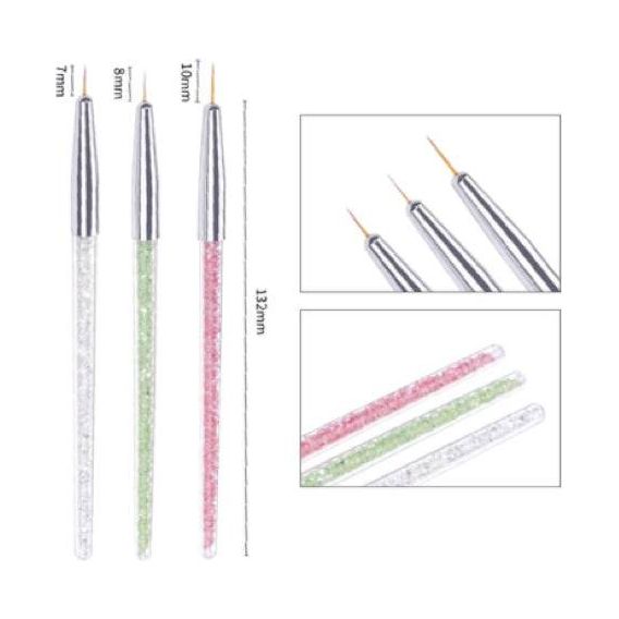 3PCS Nail Art Liner Brushes, Nail Painting Drawing Pens 