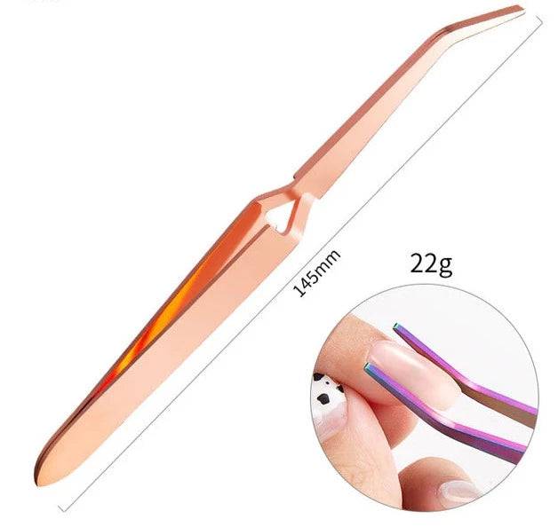 Nail Art Shaping Tweezers Stainless Steel Multi-Function Clip Tip Manicure Tool - Universal Nail Supplies