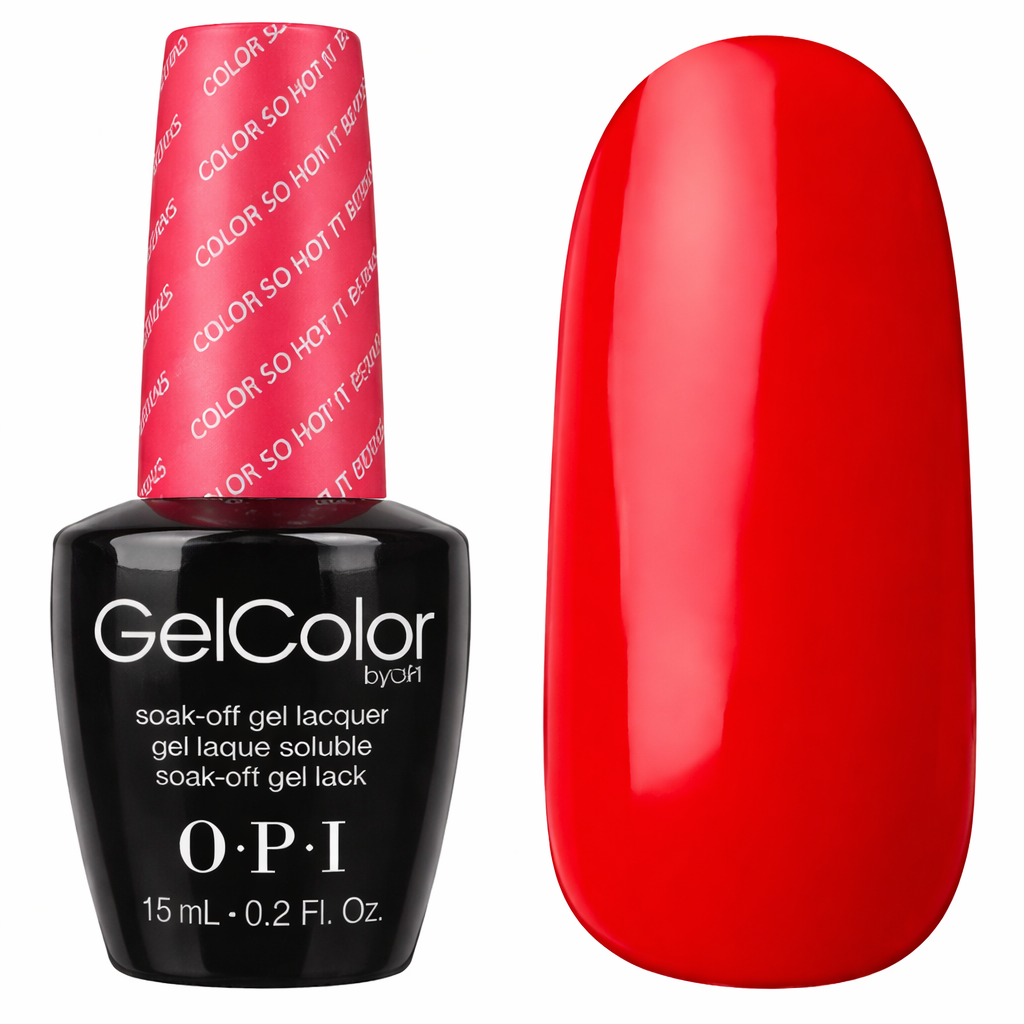OPI Intelli GelColor Gel Nail Polish in Color So Hot It Berns GCZ13, clear bottle showing the gel polish inside