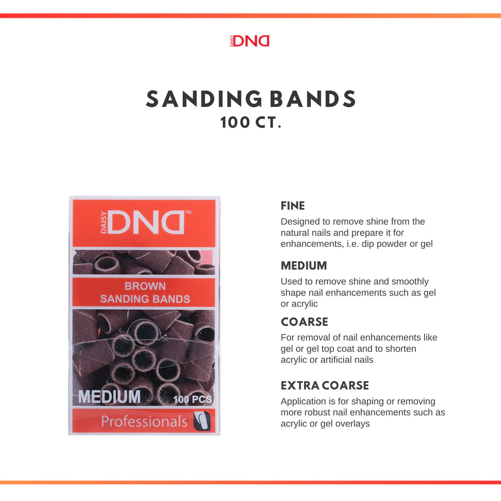 DND Sanding Brown Bands for Nail Drills - FINE 100 pcs. (Clearance) - Universal Nail Supplies