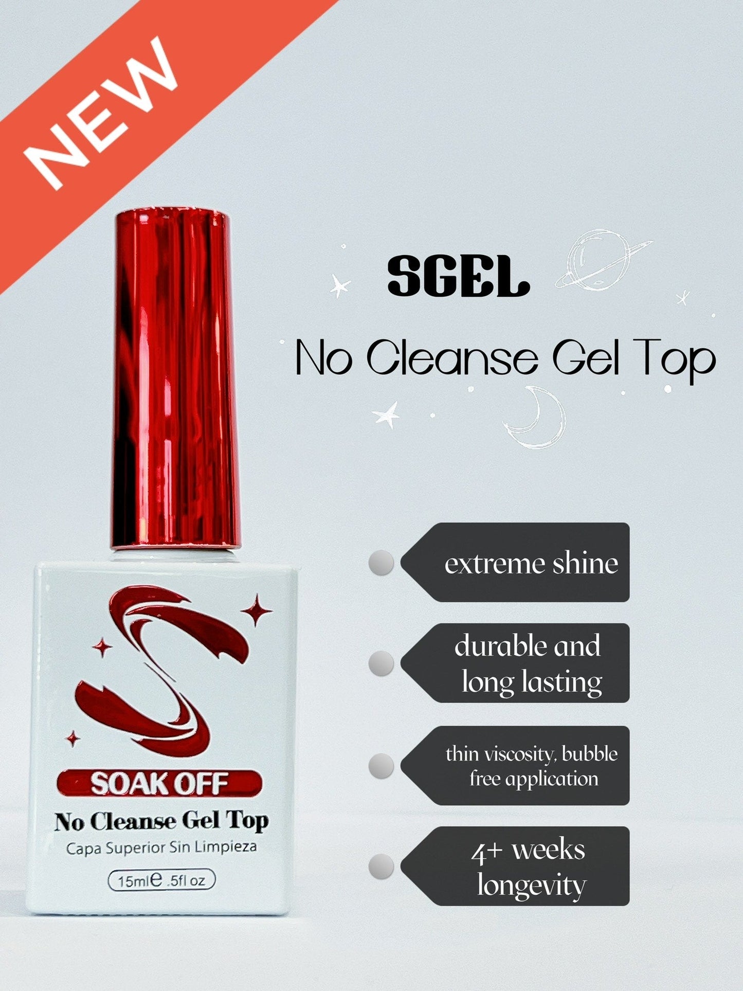 SofiGlaze No Wipe High Gloss Top Coat 0.5oz - Universal Nail Supplies