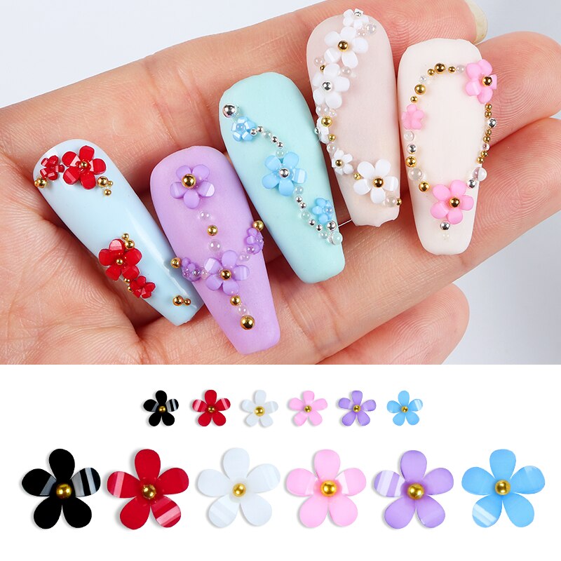 Colorful Flower Nail Art Decorations Mixed Size 6 Grids Charms Accessories - Universal Nail Supplies