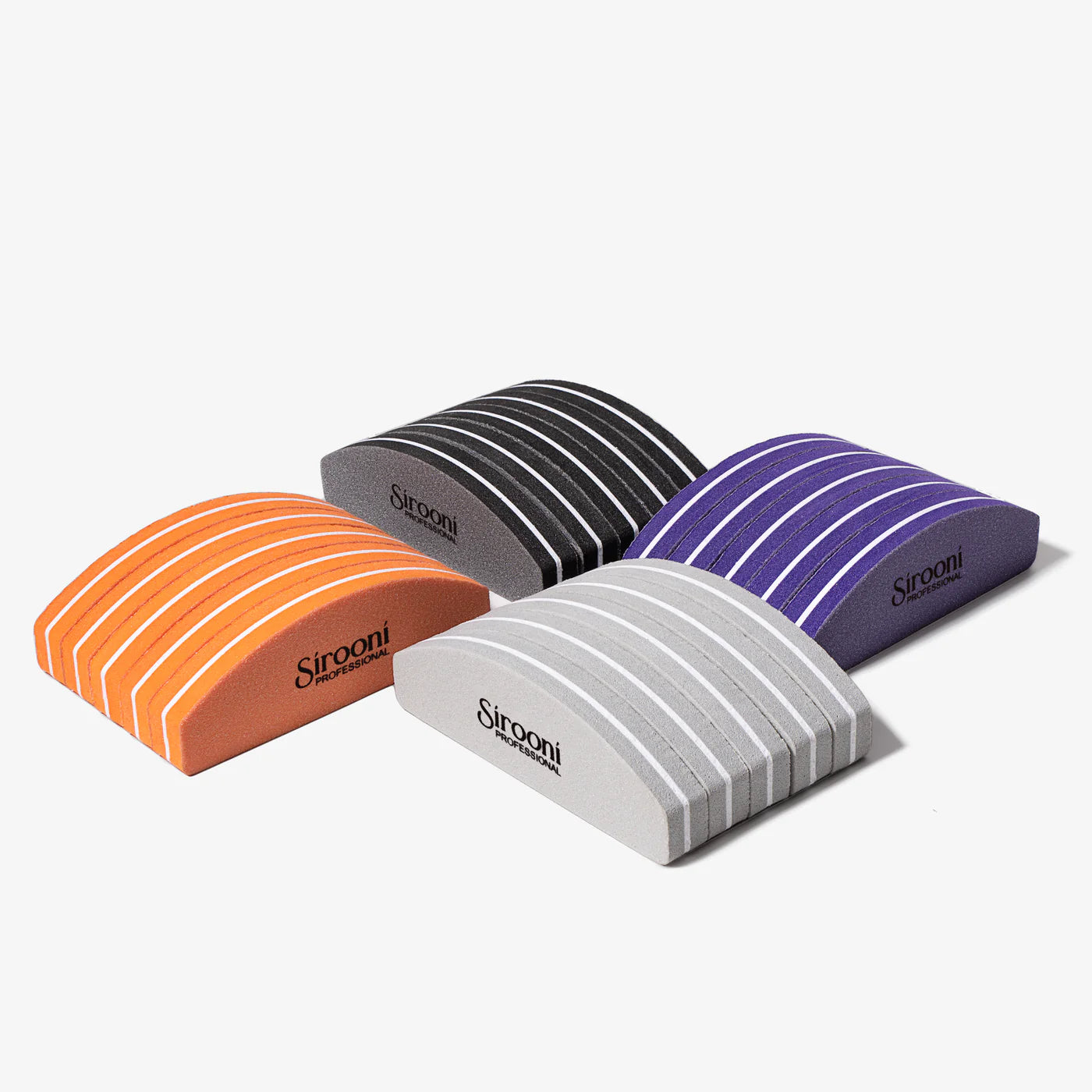 Sirooni Nail Buffer Half Moon Mini - 100/180 Grit, Pack of 20, Grey - Universal Nail Supplies