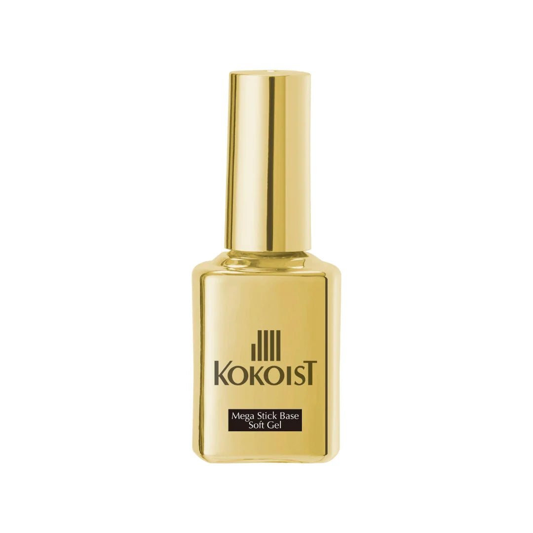 Kokoist USA Mega Stick Base Soft Gel in 15 mL, ideal for creating marble and watercolor nail effects, shown in a clear bottle