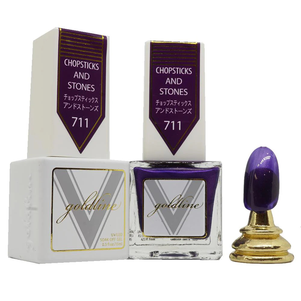 Vetro Goldline Gel + Matching Lacquer - Chopsticks And Stones #711 - Universal Nail Supplies