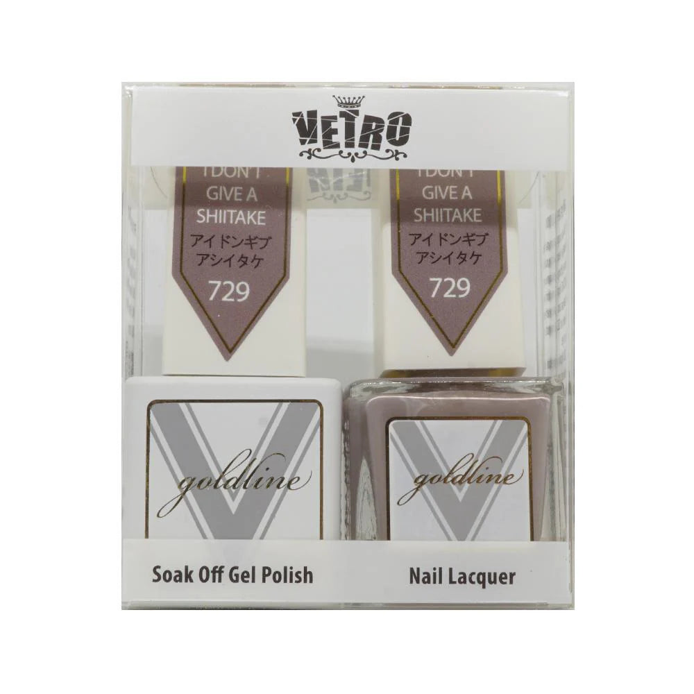 Vetro Goldline Gel + Matching Lacquer - I Don't Give A Shitake #729 - Universal Nail Supplies