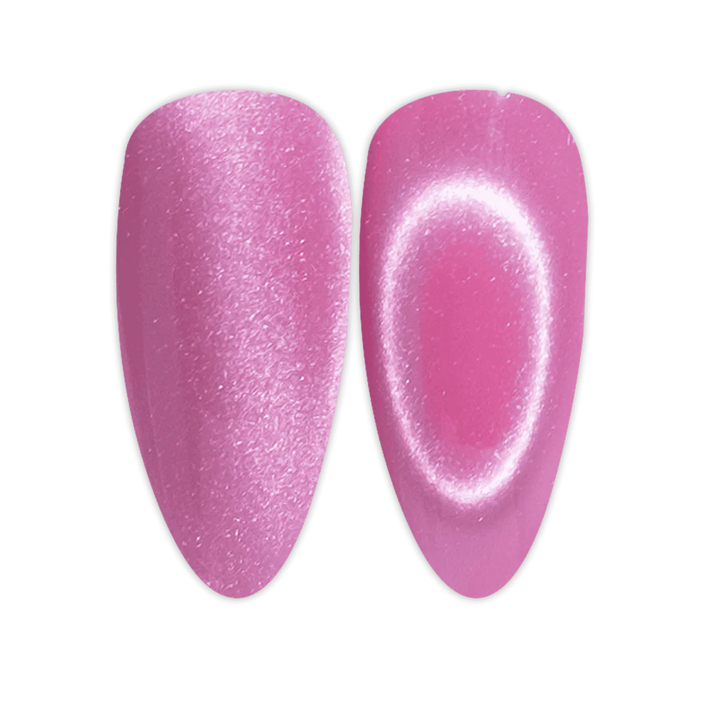 DND Diva 9D Cat Eye Gel Polish in shade Kitty Blossom with glassball effect, showcasing vibrant pink color and shimmering finish.