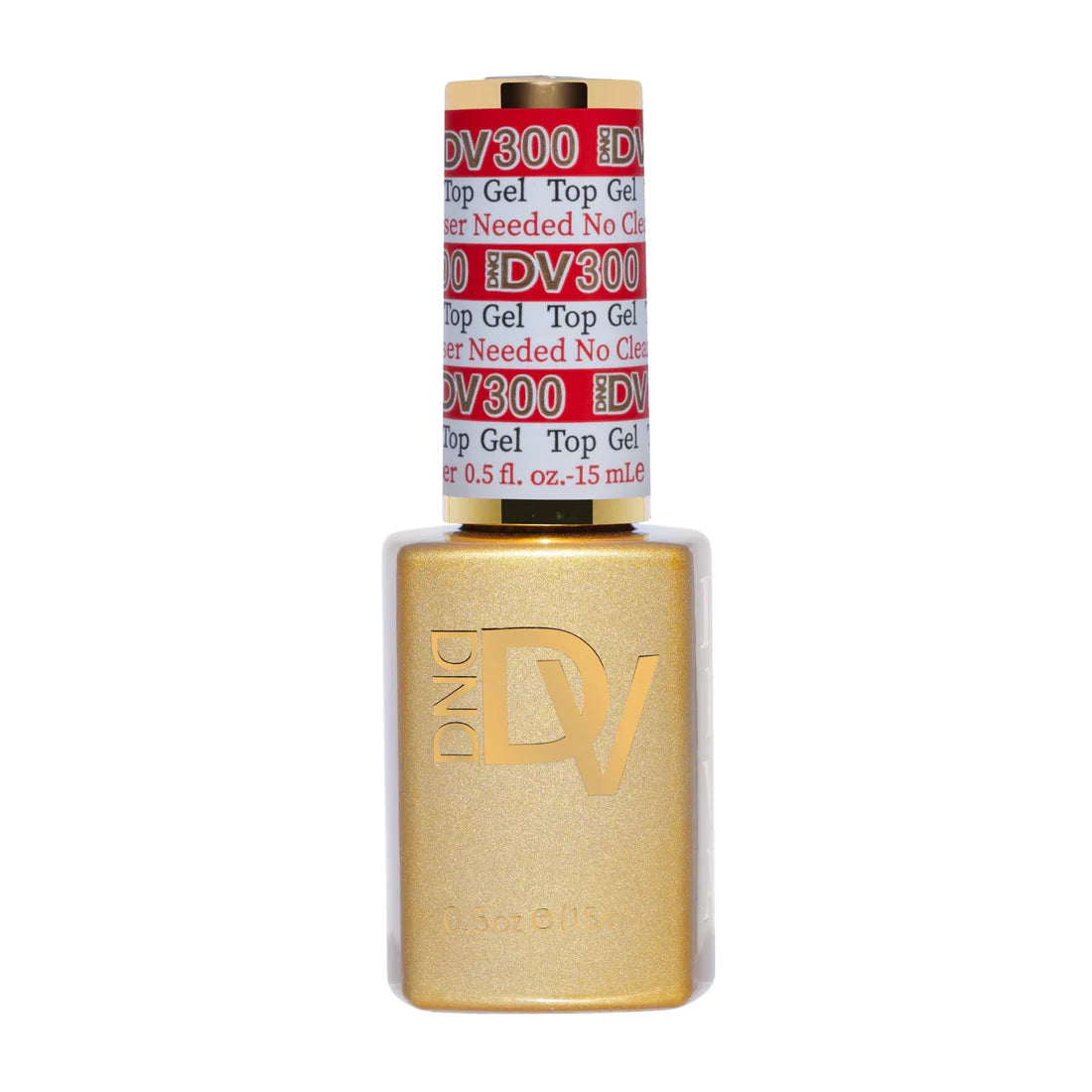DND Diva Gel Top Coat No Cleanse #300 applied over gel nail polish, showing a shiny, smooth finish on well-manicured nails.