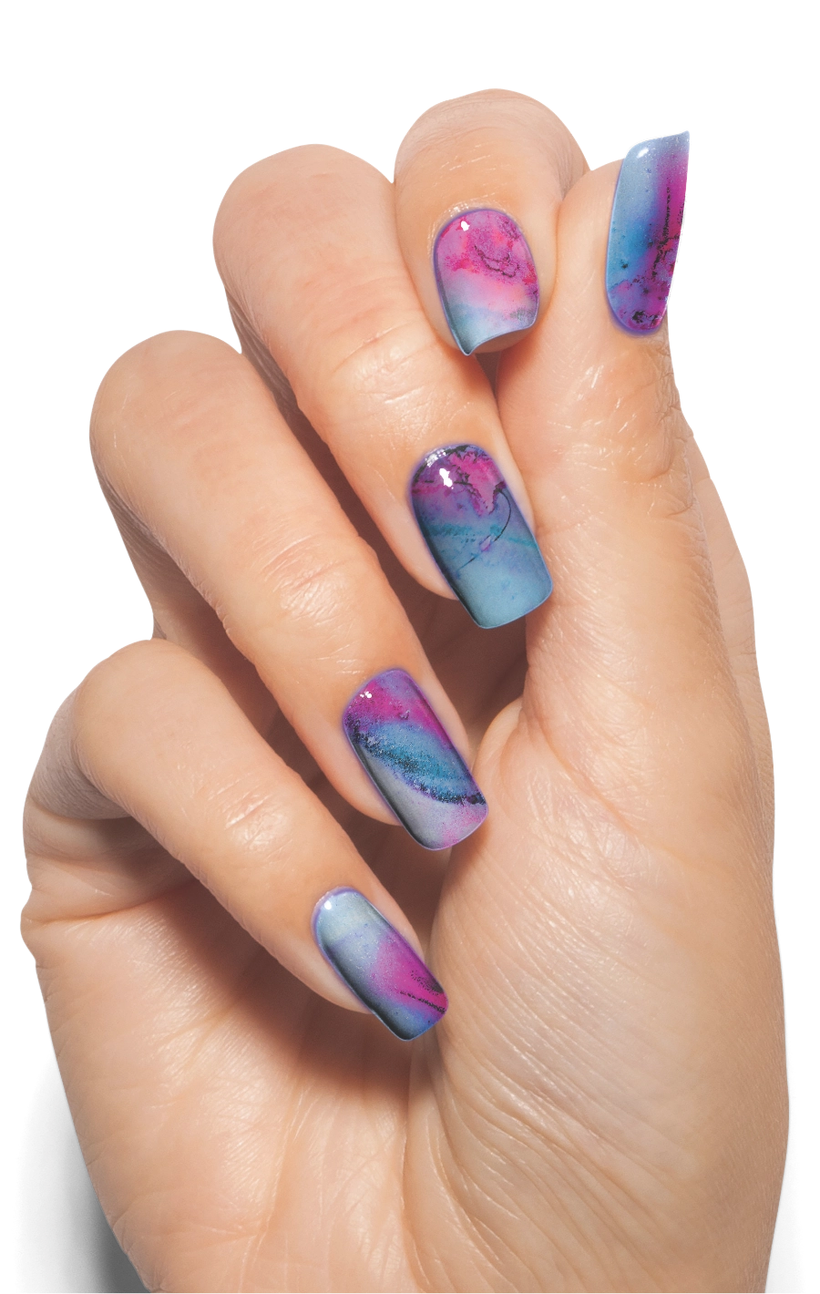 Harmony Gelish Blooming Gel nail polish in a pastel pink shade, displayed on a nail swatch with a glossy finish.