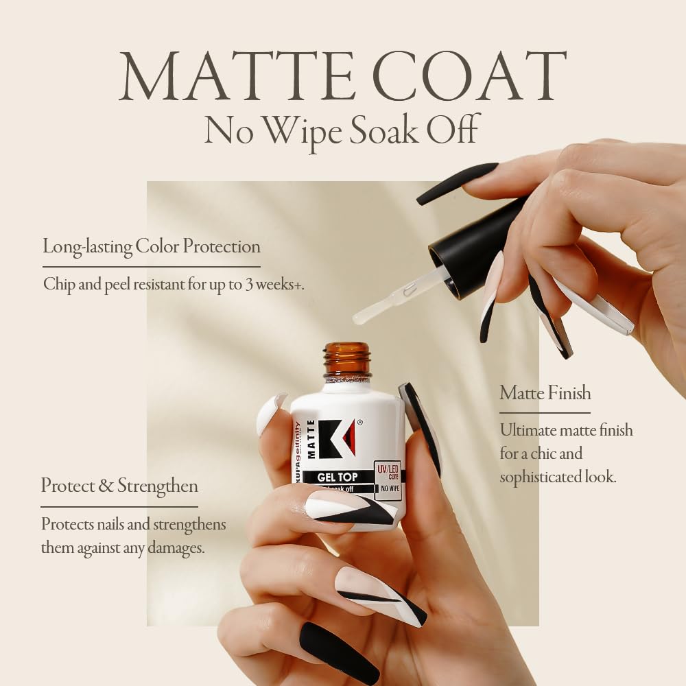 Kupa Gel Matte Top Coat - No Wipe 0.5oz - Universal Nail Supplies