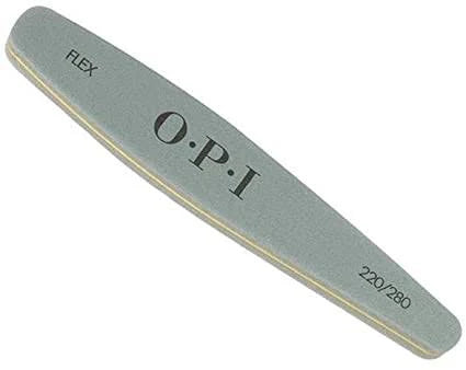 OPI Flex Buffer 220/280 for gel nail polish, showing the smooth, dual-sided nail buffer with brand logo visible.
