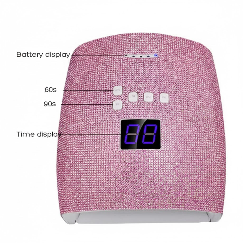 UNS Rhinestone UV/LED Nail Lamp for fast curing of gel nails, featuring a stylish design and multiple LED beads for even drying.