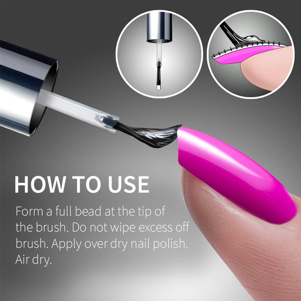 Seche Vive Gel Effect Top Coat for nails, 0.5 oz, glossy nail polish top coat, clear bottle with brush applicator