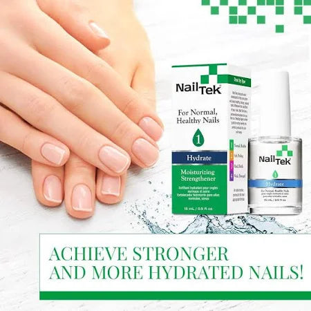 Nail Tek Hydrate 1 Moisturizing Strengthener - For Normal, Healthy Nails 0.5oz - Universal Nail Supplies