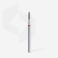 Diamond nail drill bit pointed flame red EXPERT head diameter 2,1 mm / working part 8 mm