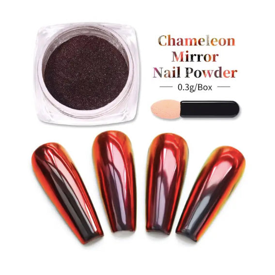 Six pieces Mirror Chrome Nail Powder Metallic Effect Pigments - Universal Nail Supplies
