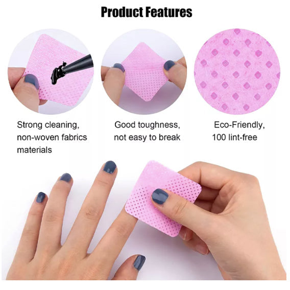 Lint-free Nail Polish Remover Napkin Cotton Wipes 540Pcs (Pink) - Universal Nail Supplies