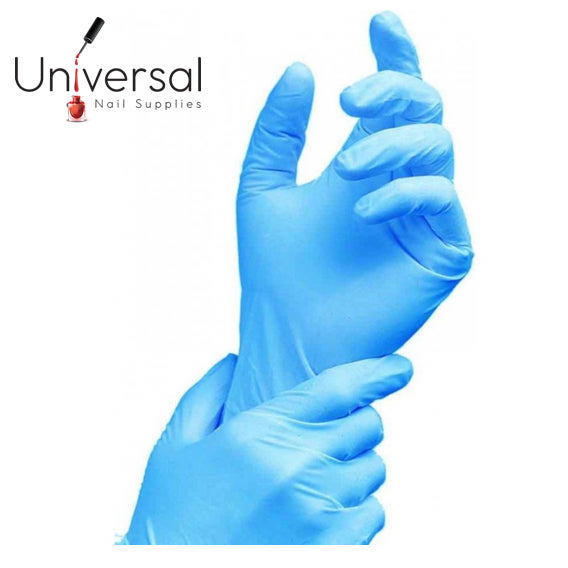 Disposable Nitrile Medical Exam Gloves - 100 Pack Blue Powder Free - Universal Nail Supplies
