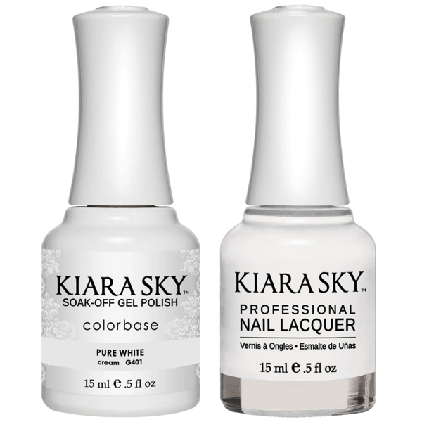 Kiara Sky Gel + Matching Lacquer - Pure White #401 - Universal Nail Supplies