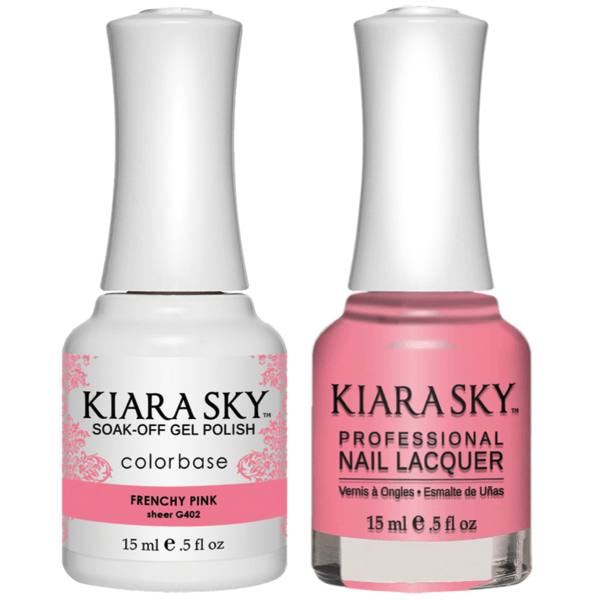 Kiara Sky Gel + Matching Lacquer - Frenchy Pink #402 - Universal Nail Supplies