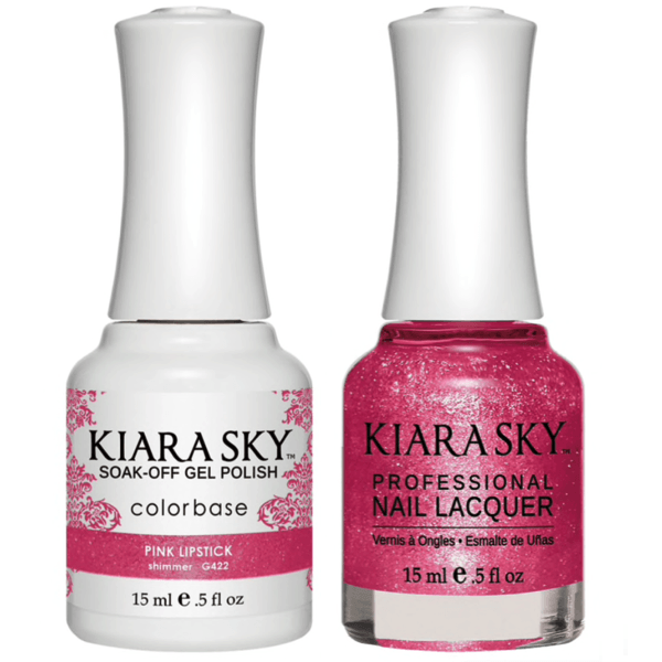 Kiara Sky Gel + Matching Lacquer - Pink Lipstick #422 - Universal Nail Supplies