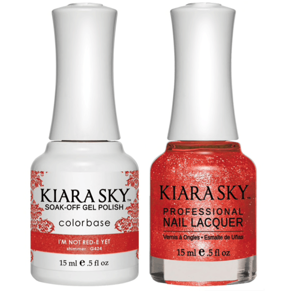 Kiara Sky Gel + Matching Lacquer - I'm Not Red-E Yet #424 - Universal Nail Supplies