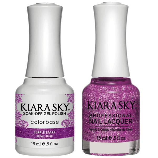 Kiara Sky Gel + Matching Lacquer - Purple Spark #430 - Universal Nail Supplies