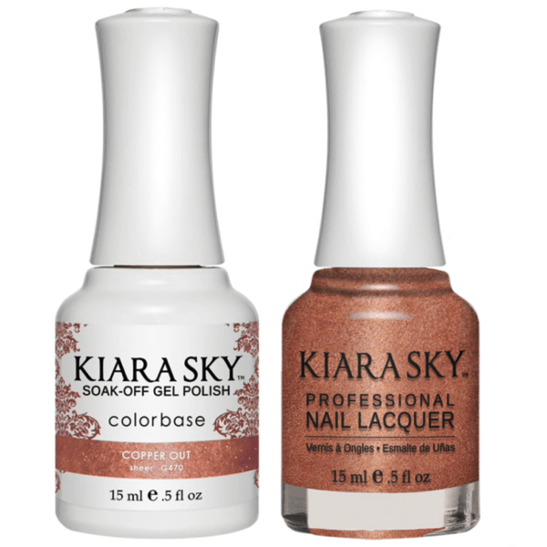 Kiara Sky Gel + Matching Lacquer - Copper Out #470 - Universal Nail Supplies