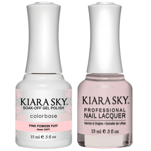 Kiara Sky Gel + Matching Lacquer - Pink Powderpuff (Sheer) #491 - Universal Nail Supplies