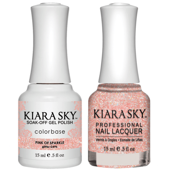 Kiara Sky Gel + Matching Lacquer - Pinking Of Sparkle #496 - Universal Nail Supplies