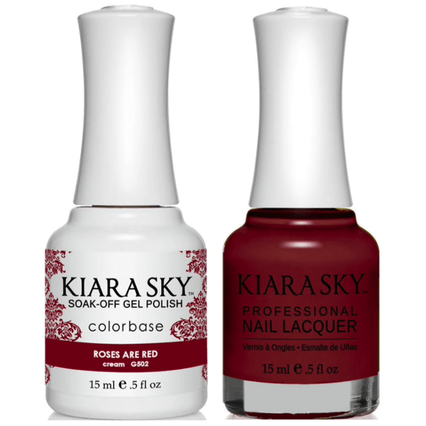 Kiara Sky Gel + Matching Lacquer - Roses Are Red #502 - Universal Nail Supplies