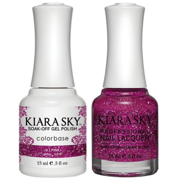 Kiara Sky Gel + Matching Lacquer - V.I.Pink #518 - Universal Nail Supplies