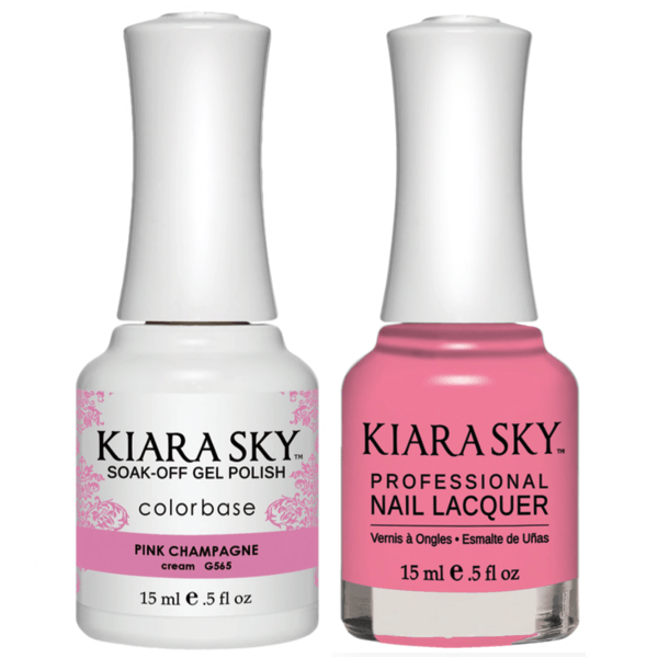 Kiara Sky Gel + Matching Lacquer - Pink Champagne #565 - Universal Nail Supplies