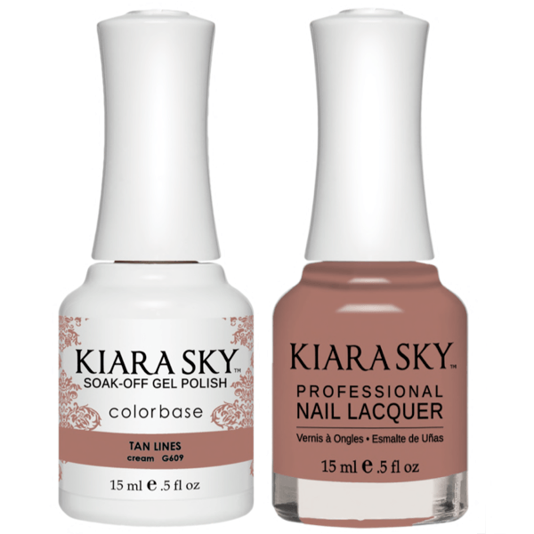 Kiara Sky Gel + Matching Lacquer - Tan Lines #609 - Universal Nail Supplies
