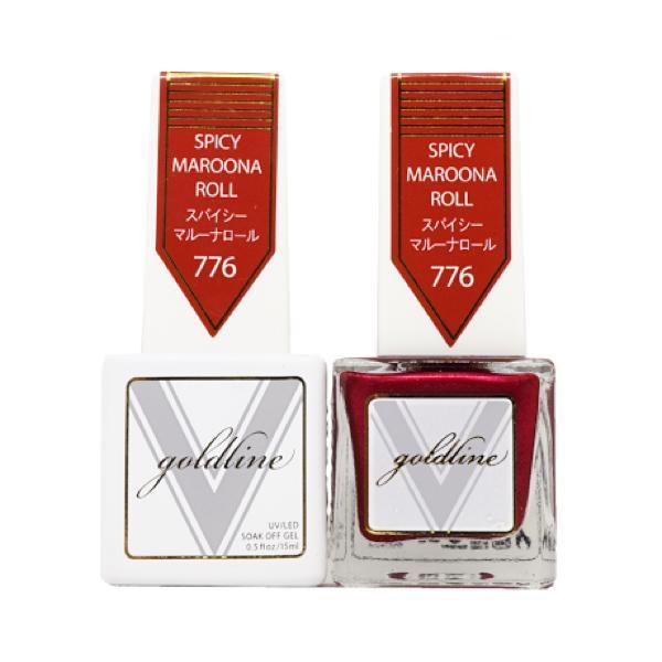 Vetro Goldline Gel + Matching Lacquer - Spicy Maroona Roll #776 - Universal Nail Supplies