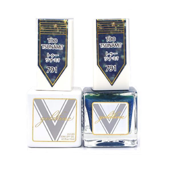Vetro Goldline Gel + Matching Lacquer - Too Tsunami? #791 - Universal Nail Supplies