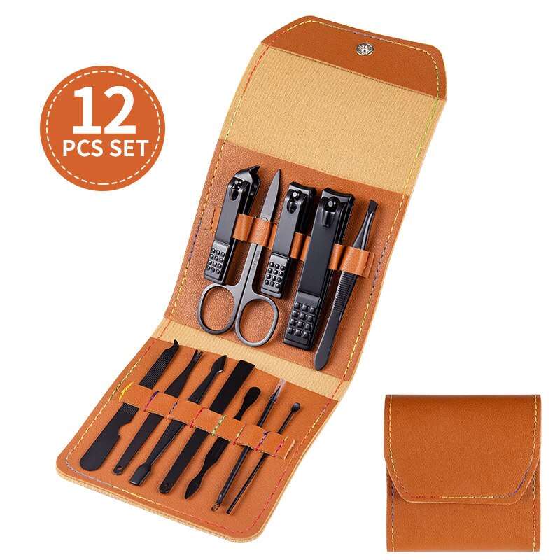 UNS 12Pcs Manicure Set Nail Scissors Cuticle Nipper Trimmer Tweezers - Universal Nail Supplies