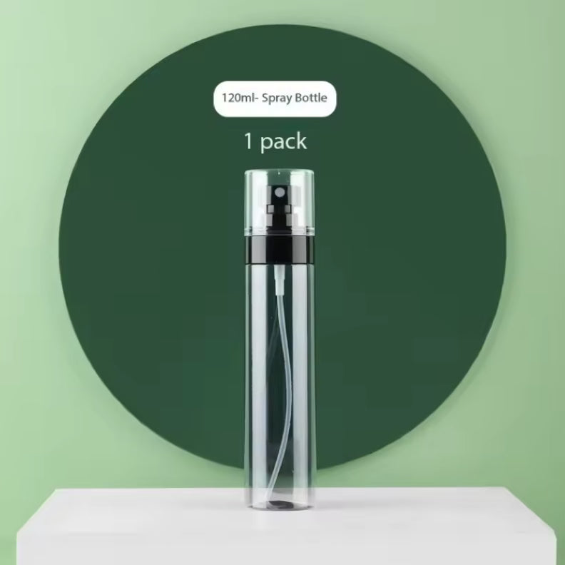 Refillable UNS Mist Spray Bottle for nail tools, 120mL, with a clear plastic body and spray nozzle for precise application