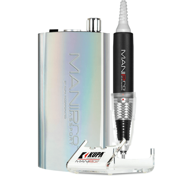 Kupa portable Unicorn Mani-Pro Passport Drill KP-65 nail drill handpiece with colorful unicorn design on a white background.