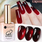 UNS Translucent Cherry Red Nail Gel showing smooth, glossy gel with vibrant cherry red color in a clear container.