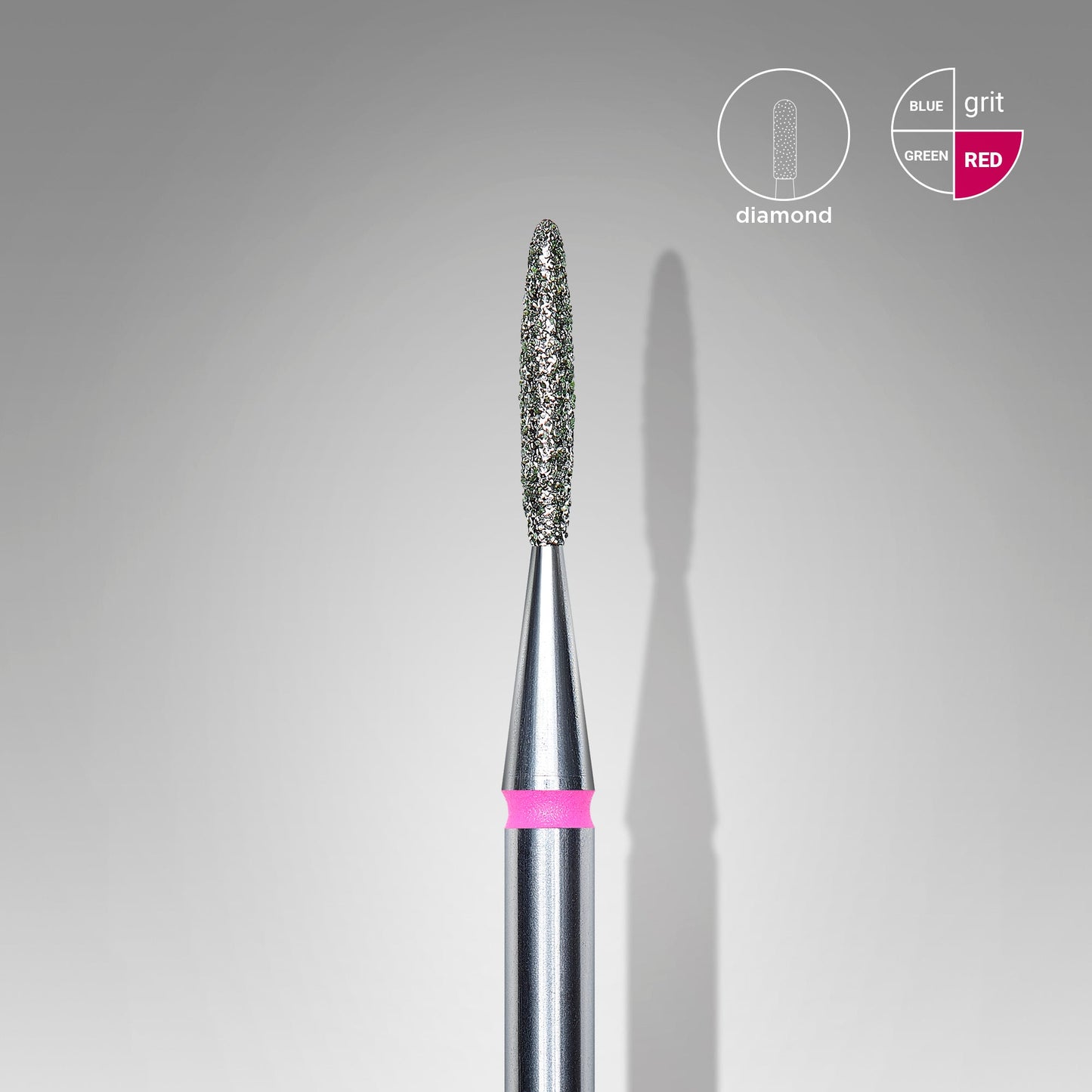 Diamond nail drill bit, "flame" , red, head diameter 1.4 mm/ working part 8 mm image 0