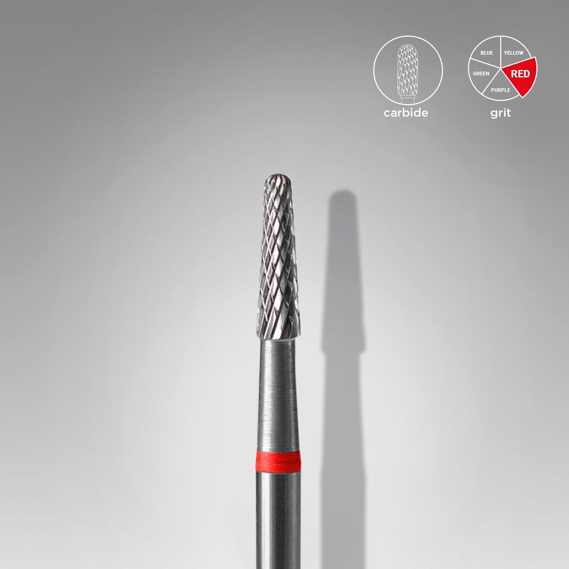 Carbide nail drill bit, “cone” red, head diameter 2.3 mm / working part 8 mm image 0